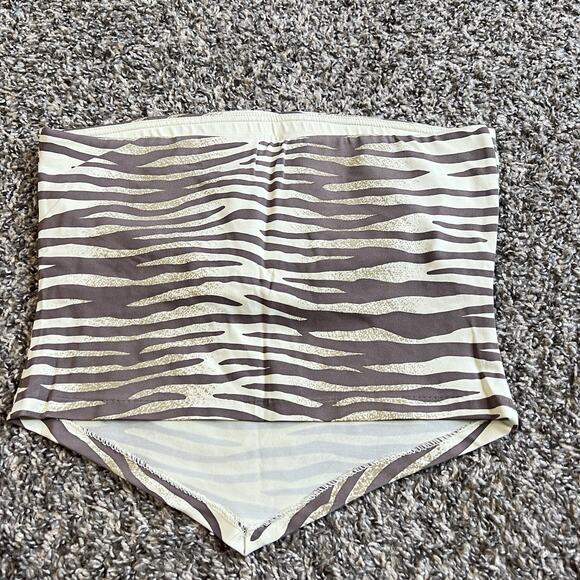 VTG Cache Handkerchief Hem Crop Tube Top Brown Zebra Print M Y2K 90s Stretch NEW - Picture 4 of 5
